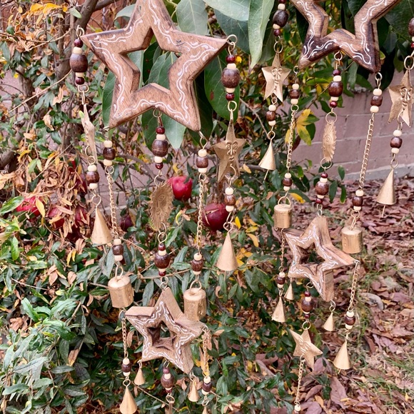 Celestial Sun Moon & Star HandPainted Mystic Wood Wind Chime Sun Catcher Mobile - Picture 5 of 15